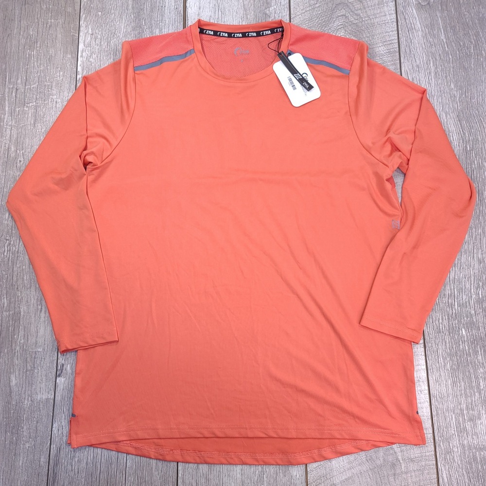 Zyia Active Long Sleeve T Mens Large Coral Mesh Back Reflective 6529L